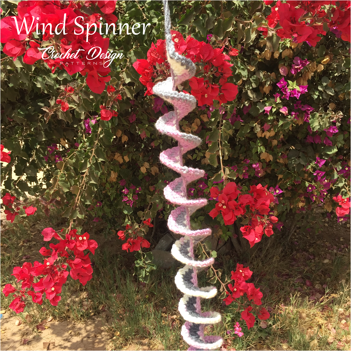 Wind Spinner with Flower Crochet pdf Pattern - crochet home decor - garden decoration - Floral Hanging Decoration