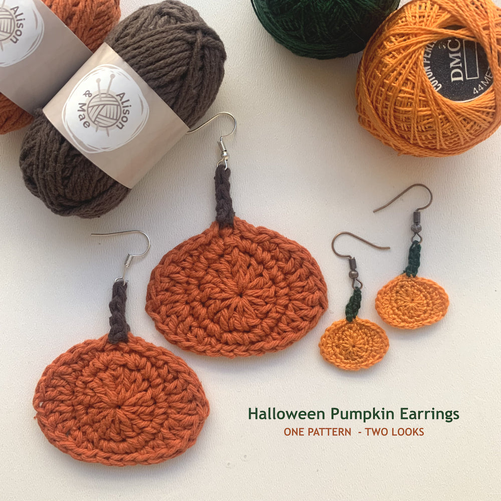 Halloween Pumpkin Earrings | PDF Crochet Pattern