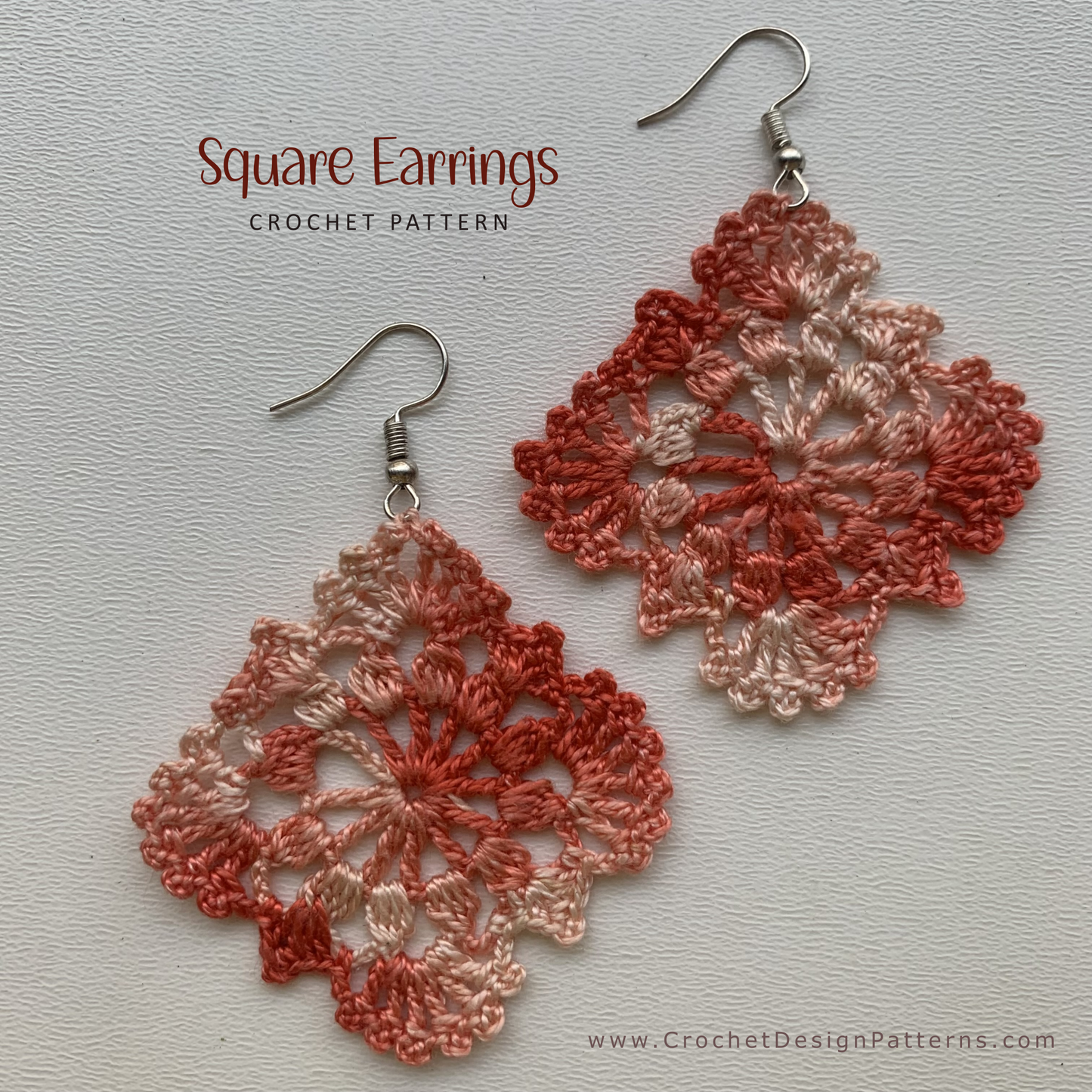Crochet Earrings PDF Pattern – Beginner-Friendly Granny Lace Square Earrings