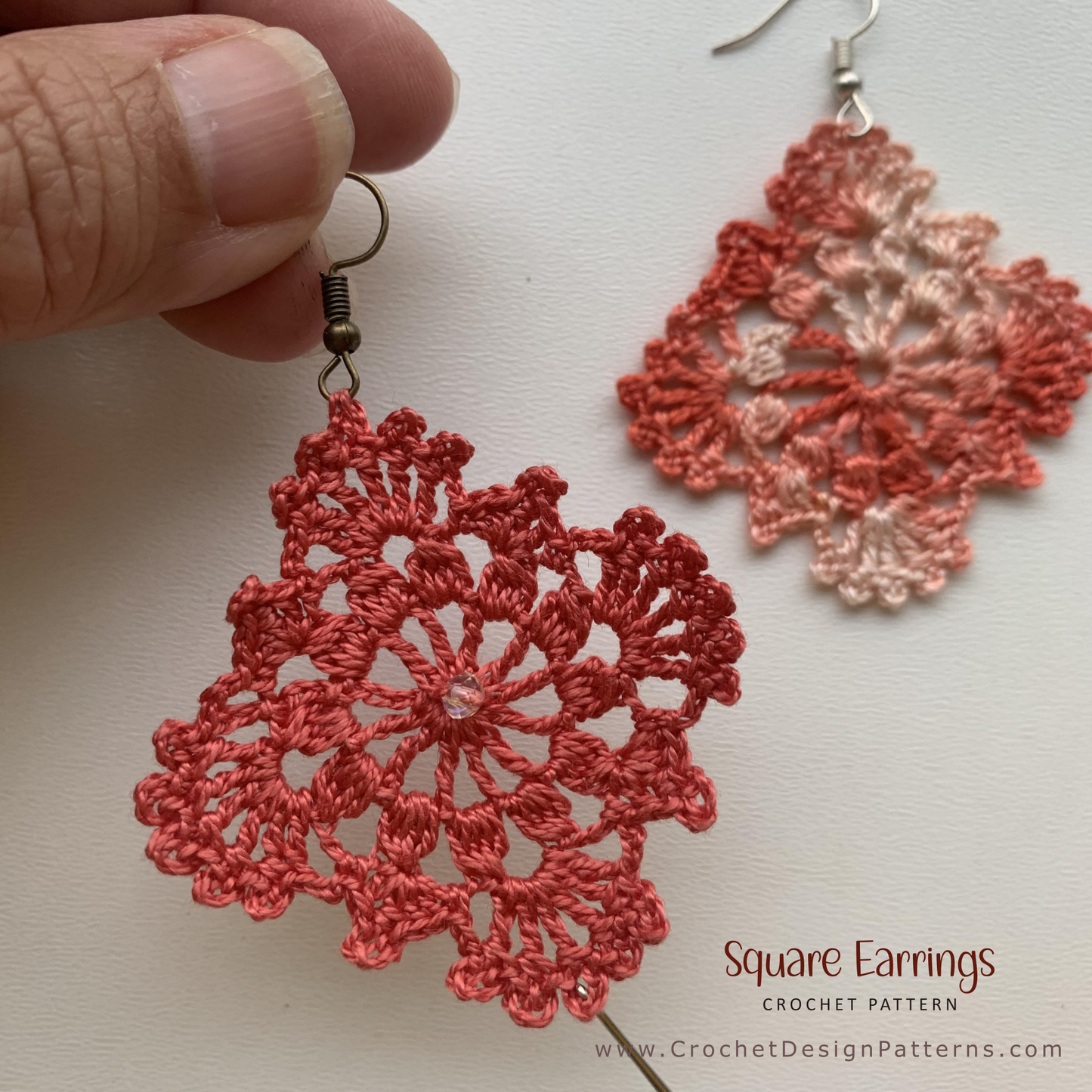 Crochet Earrings PDF Pattern – Beginner-Friendly Granny Lace Square Earrings