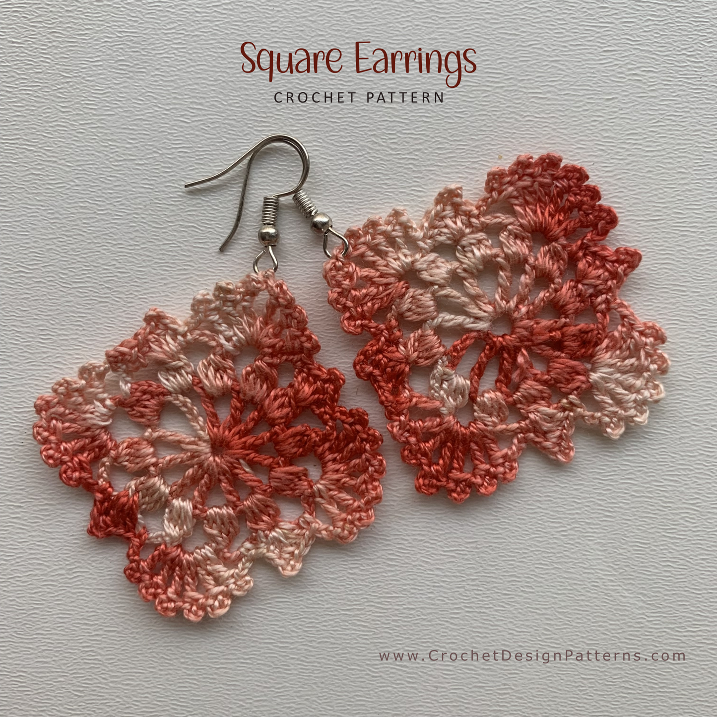 Crochet Earrings PDF Pattern – Beginner-Friendly Granny Lace Square Earrings