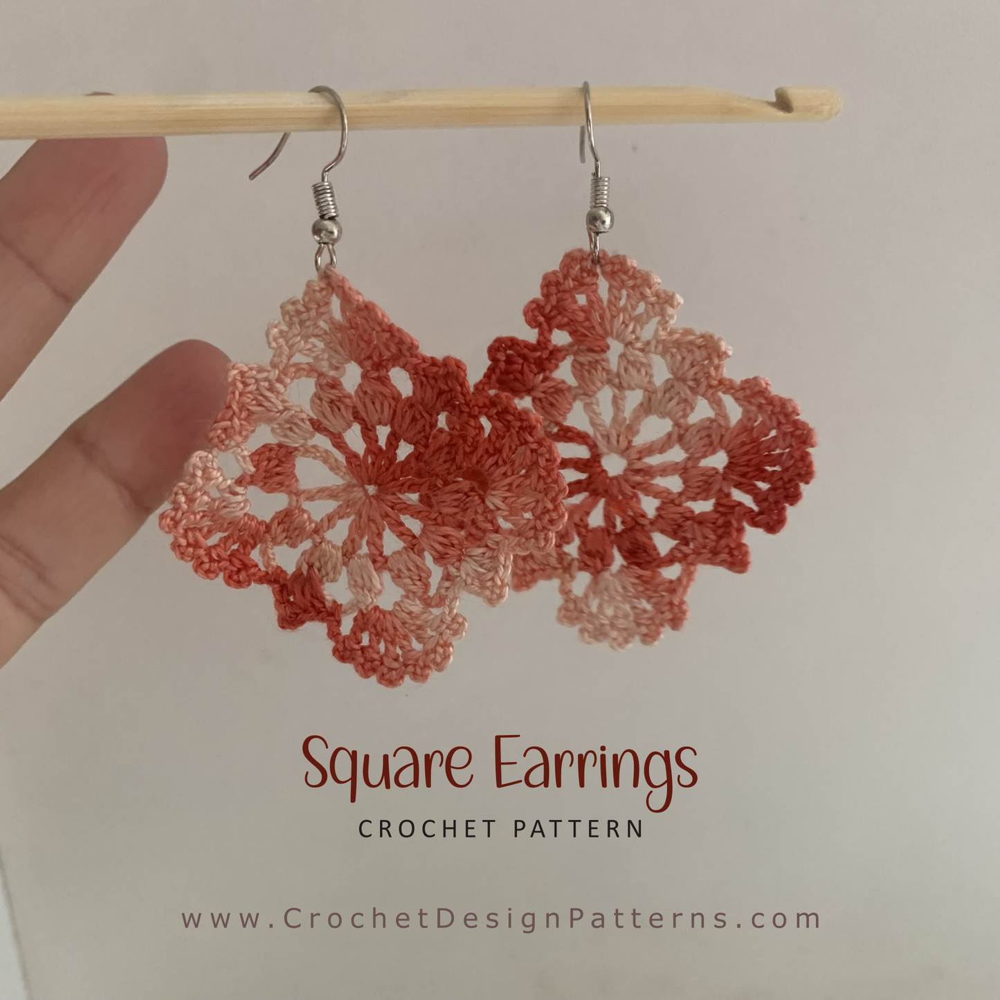 Crochet Earrings PDF Pattern – Beginner-Friendly Granny Lace Square Earrings
