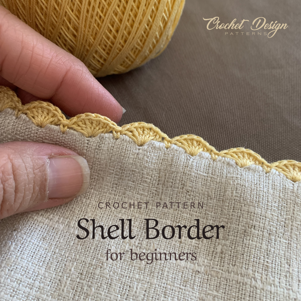 Shell Border on fabric for beginners | Crochet pdf pattern