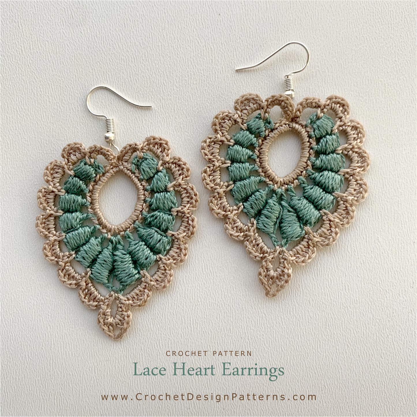 Lace heart earrings crochet pattern β delicate handmade jewelry