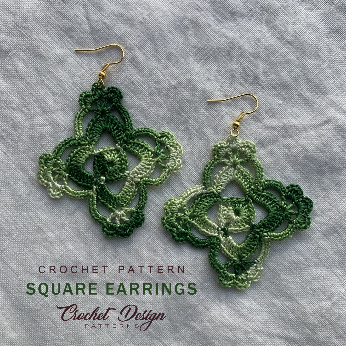 Crochet Square Earrings | crochet pdf pattern