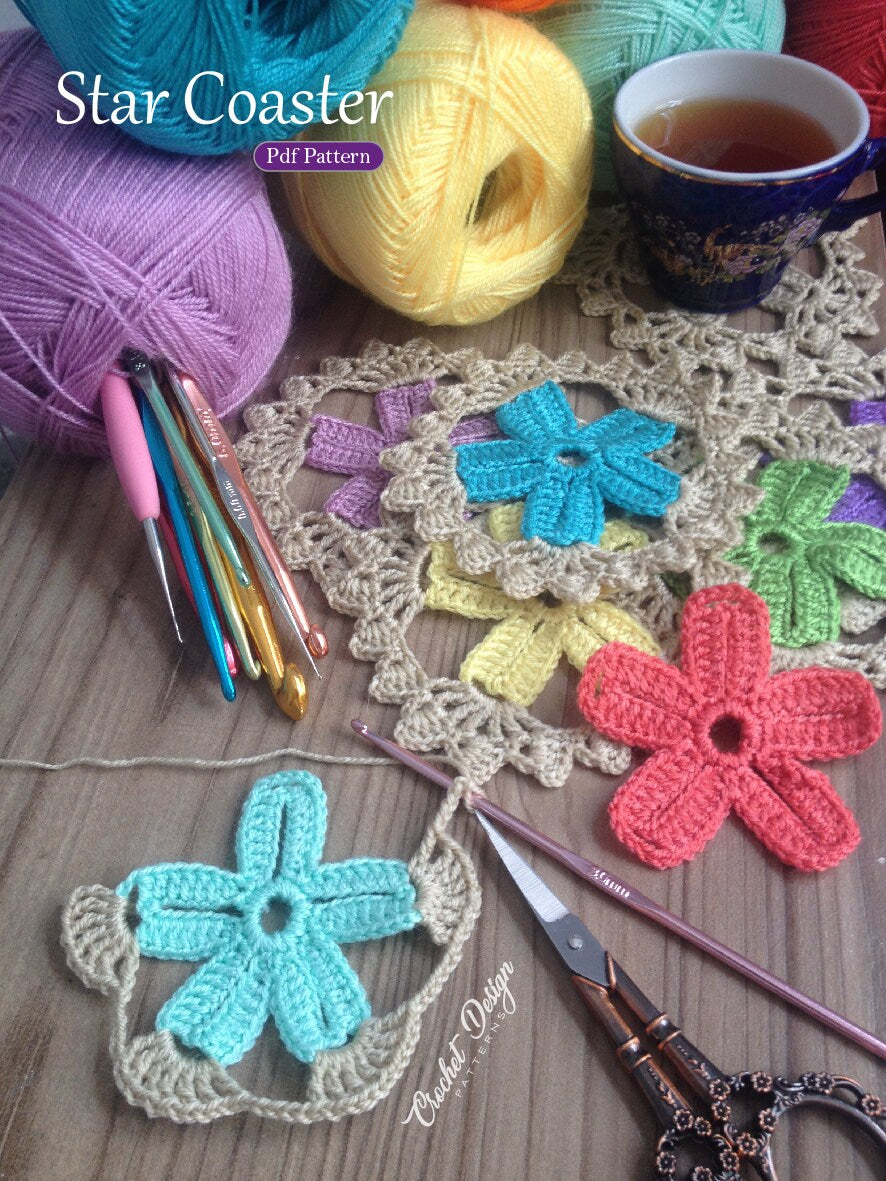 Crochet star coaster / Doily - Pdf Crochet Pattern