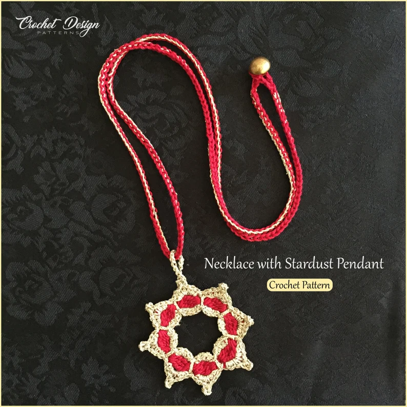 Wedding Necklace with Stardust Pendant | Crochet pdf pattern