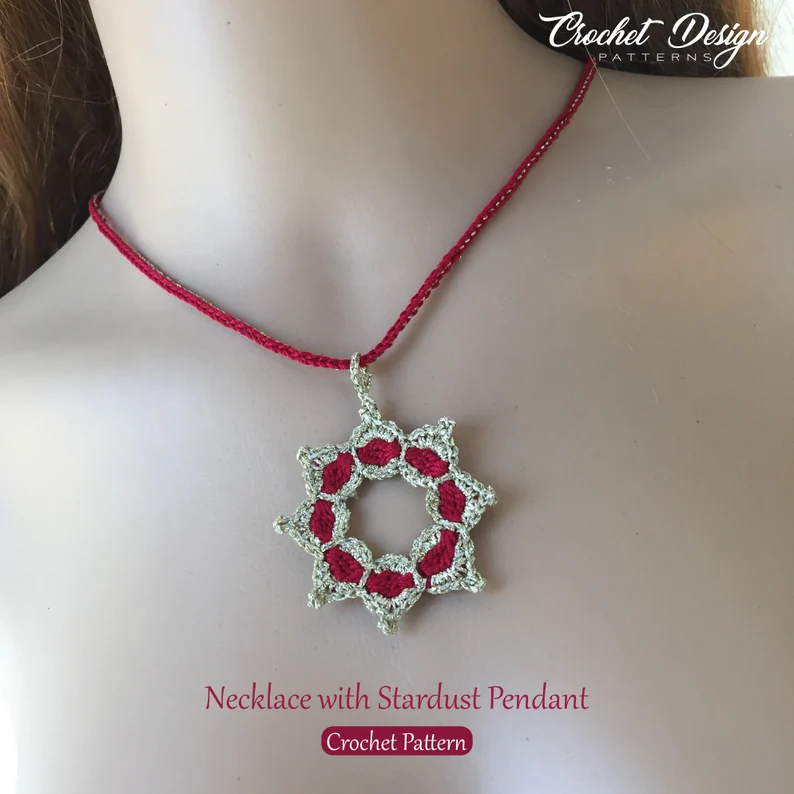 Wedding Necklace with Stardust Pendant | Crochet pdf pattern