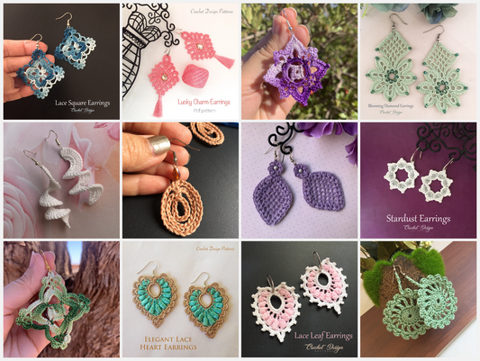 12 Crochet Earring Patterns – 75% Off Flash Sale!