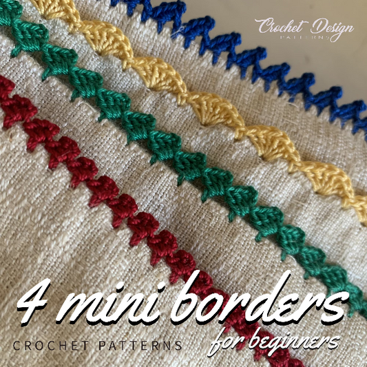 4 crochet patterns for mini borders on fabric | pdf e-book