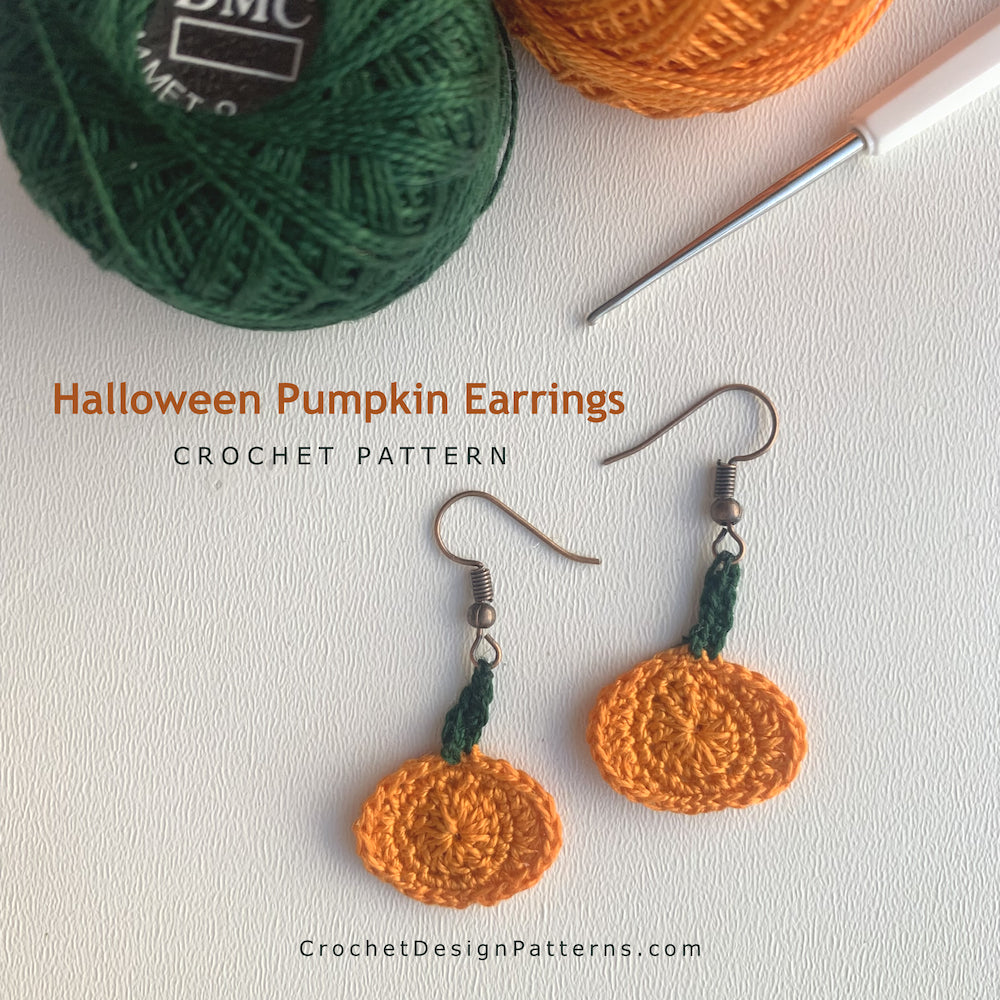 Halloween Pumpkin Earrings | PDF Crochet Pattern