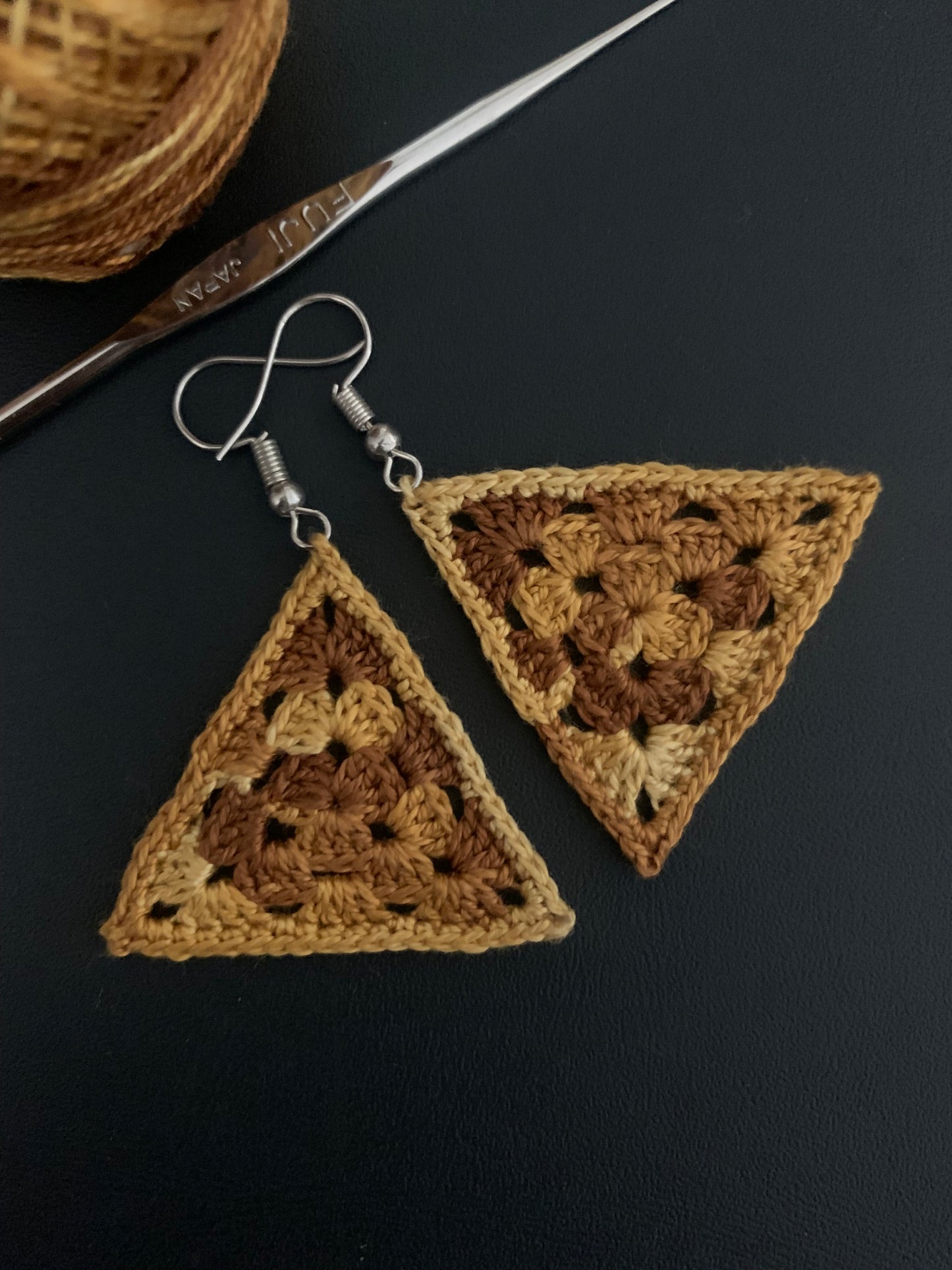 Granny Triangle Earrings | Crochet Pattern