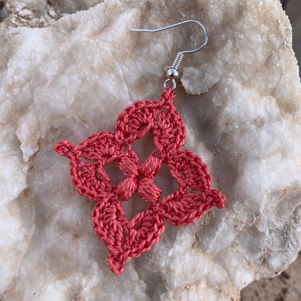 Mini Square Earrings Free Crochet Pattern