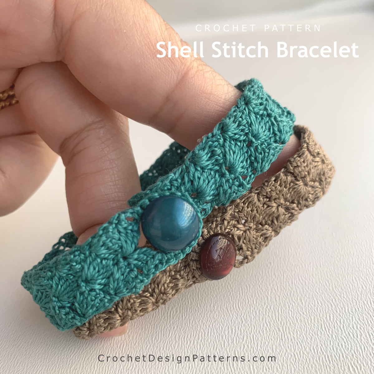 Shell Stitch Crochet Bracelet Pattern — Easy Beginner, Unisex, Instant PDF Download