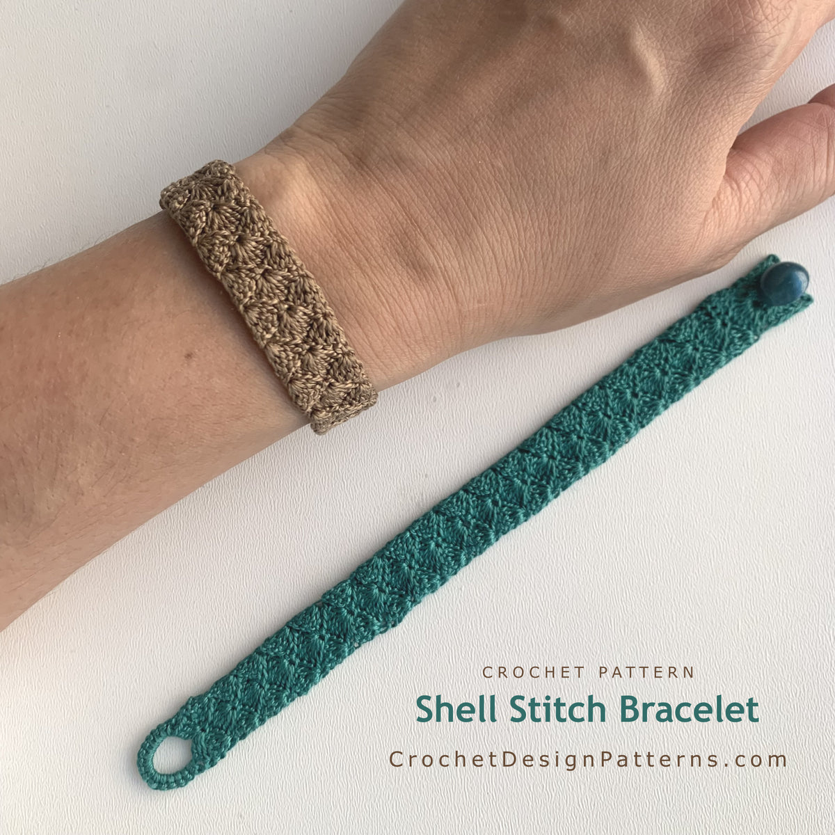 Shell Stitch Crochet Bracelet Pattern — Easy Beginner, Unisex, Instant PDF Download