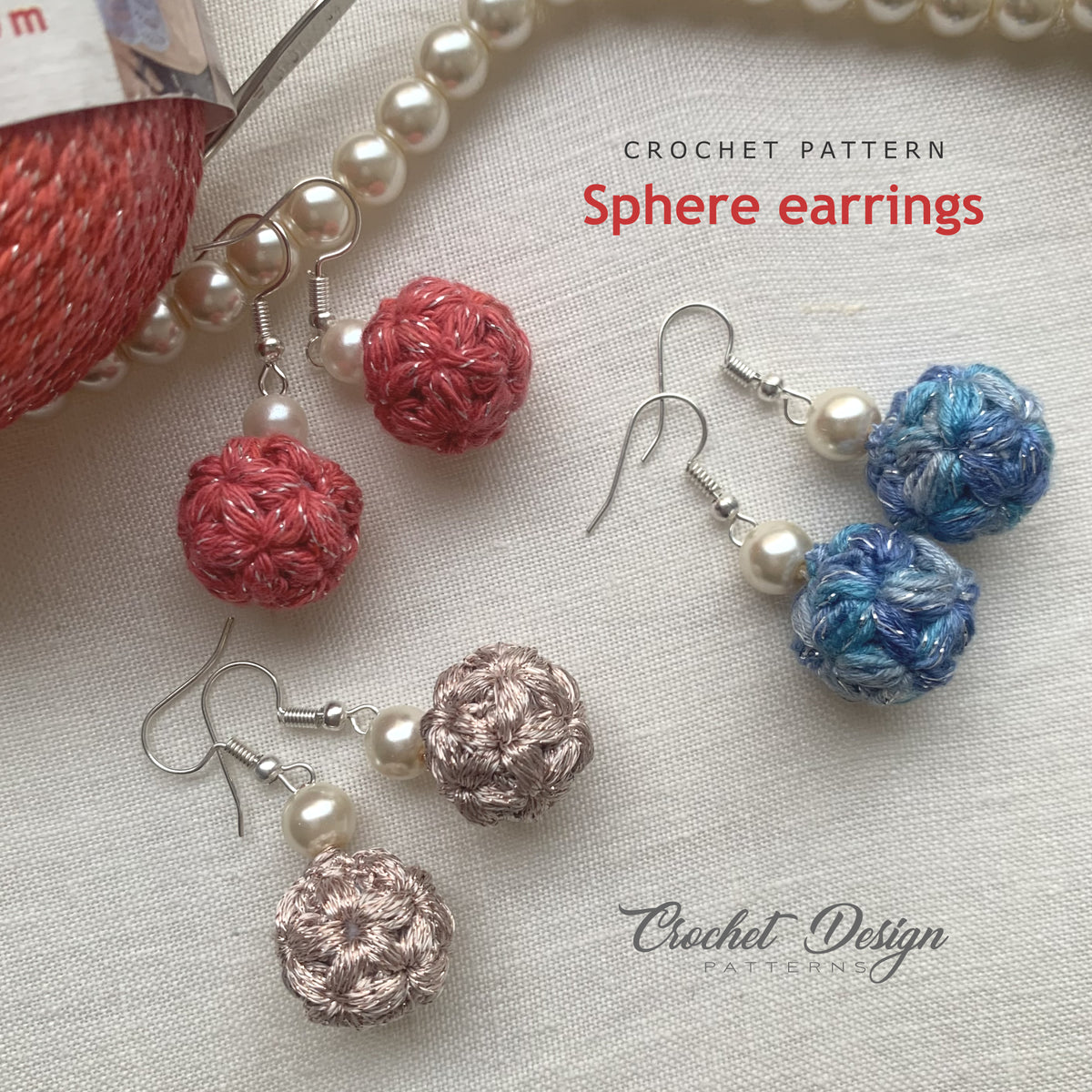 Crochet Sphere Earrings Pattern | 3D Crochet Ball Earrings PDF