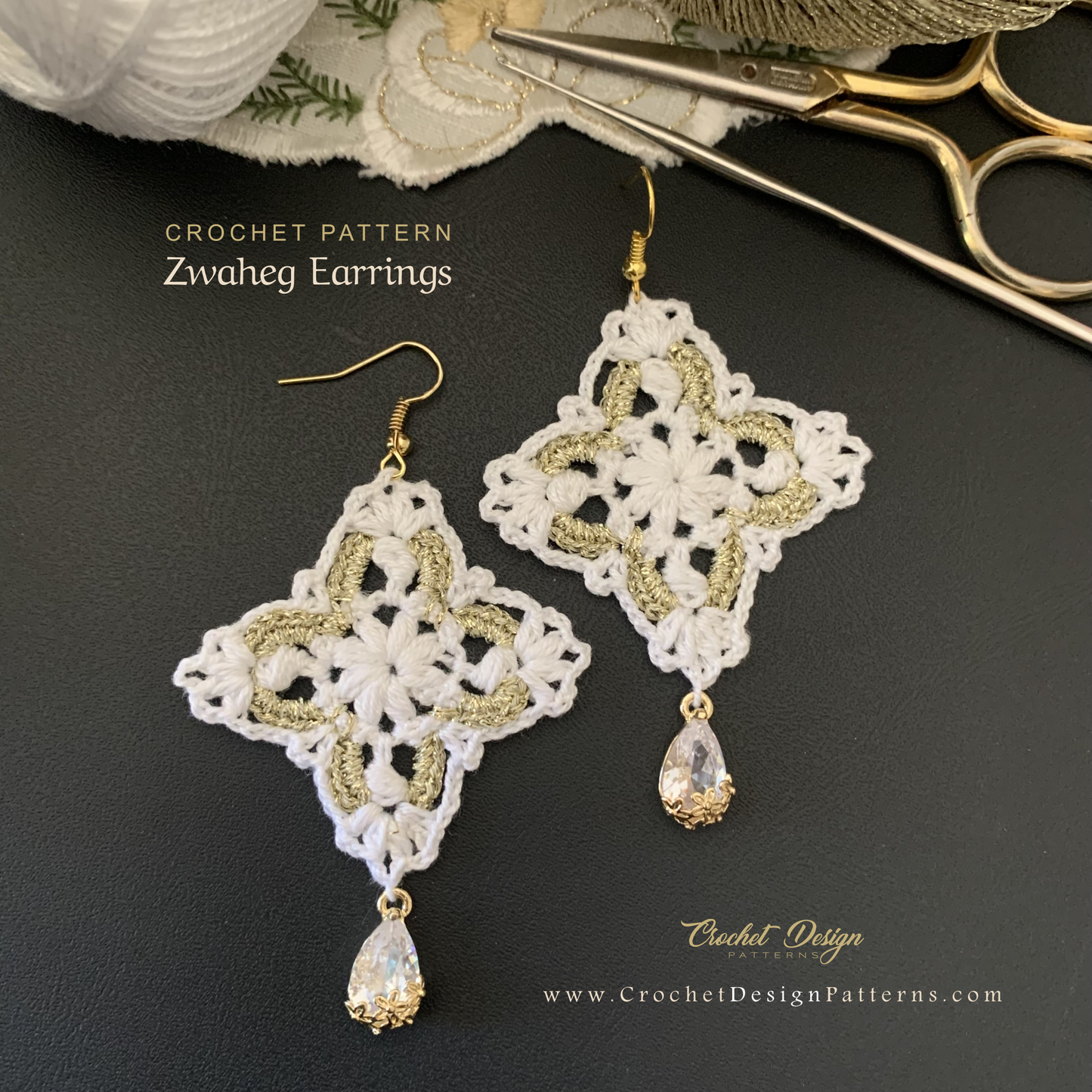 Zwaheg Square Earrings | pdf Crochet Pattern