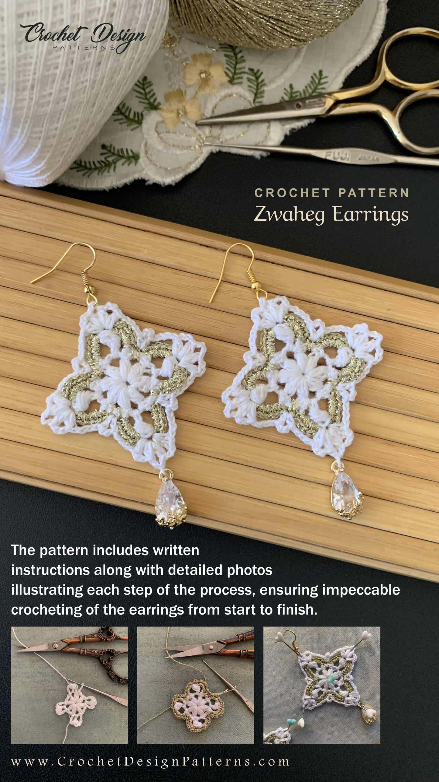 Zwaheg Square Earrings | pdf Crochet Pattern