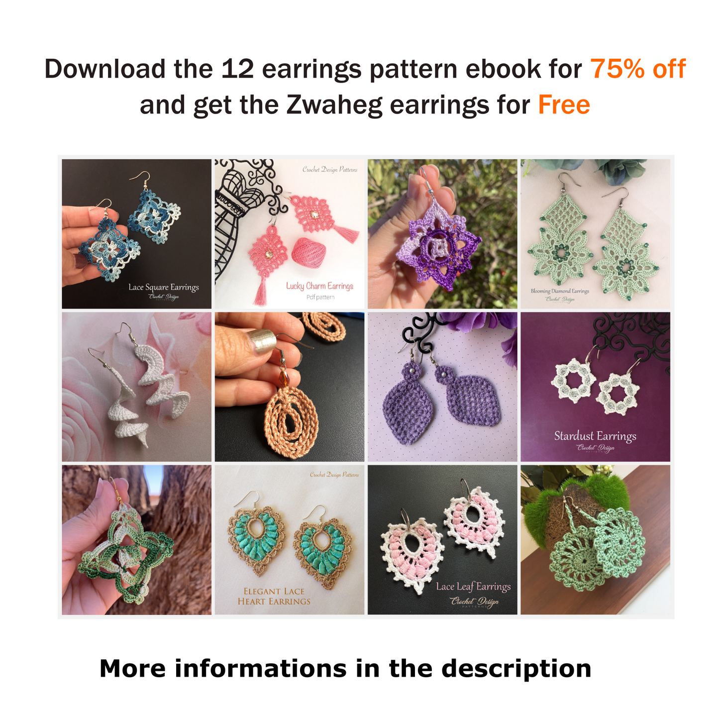 Zwaheg Square Earrings | pdf Crochet Pattern
