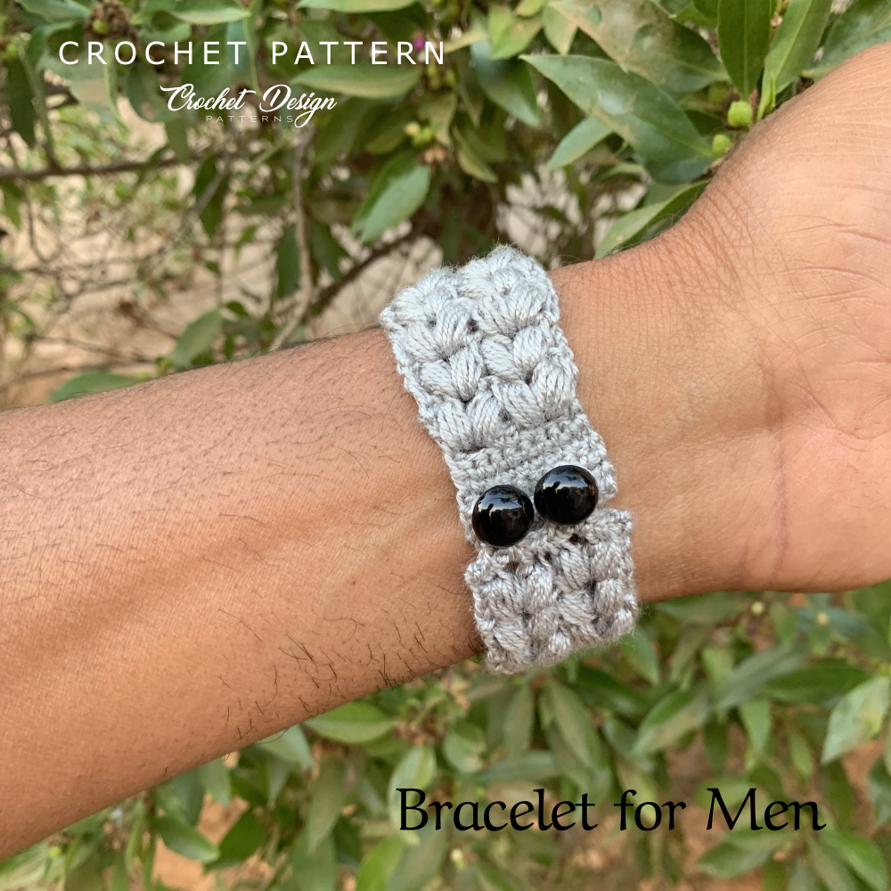crochet bracelet for men pdf pattern puff stitch