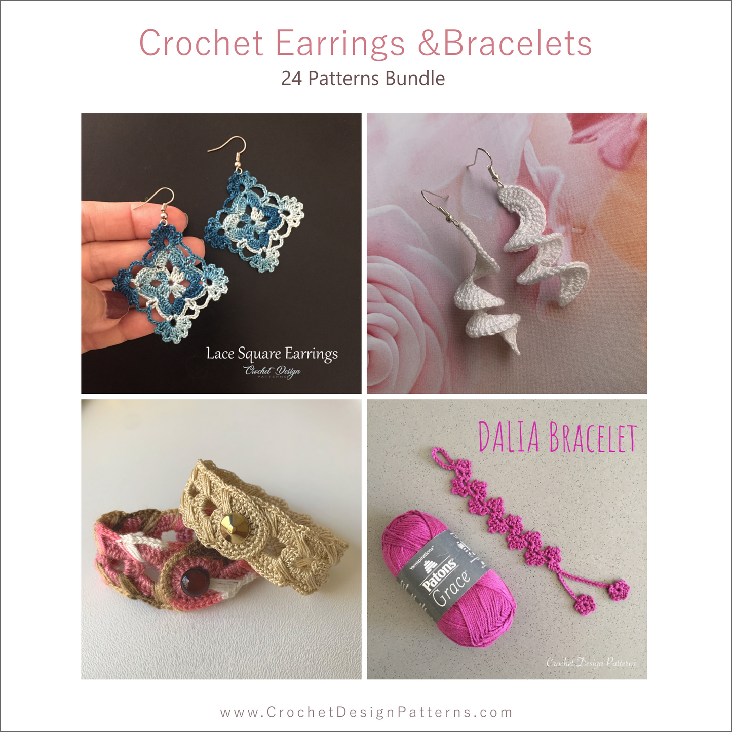 24 crochet Patterns for Earrings and Bracelets
