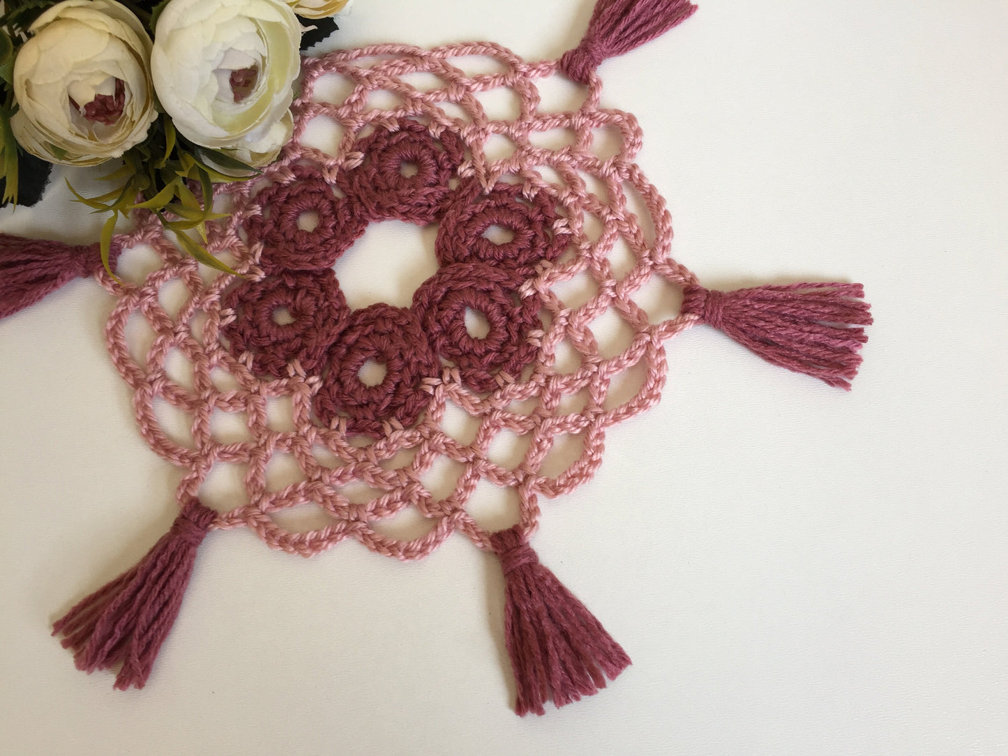 Doily / coaster with tassels | Crochet pdf pattern