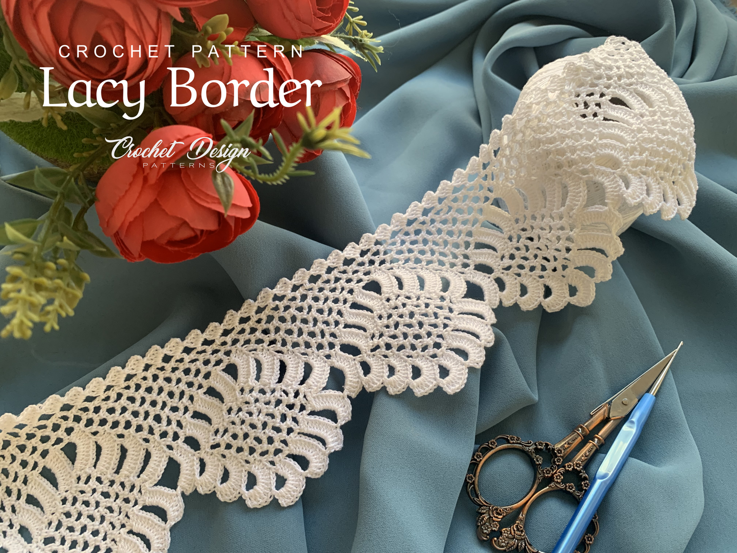 Crochet Lacy border with square mini border pattern