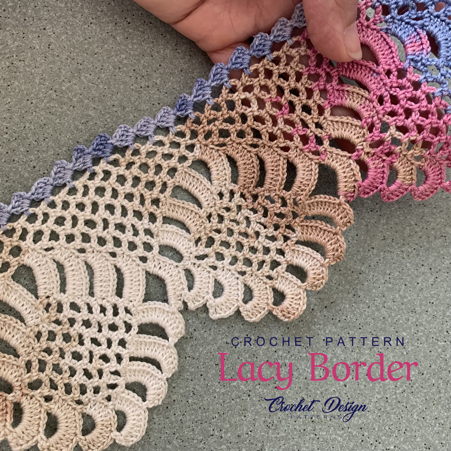 Crochet Lacy border with square mini border pattern