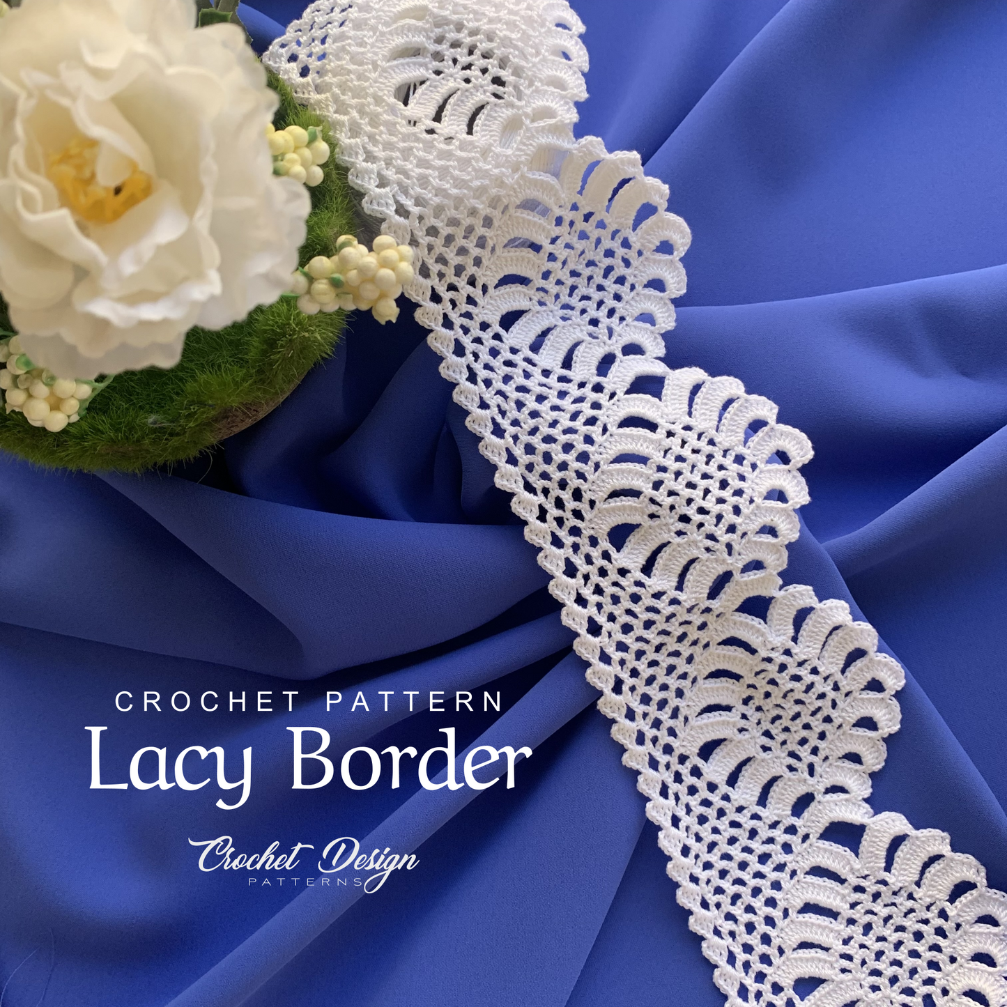 Crochet Lacy border with square mini border pattern