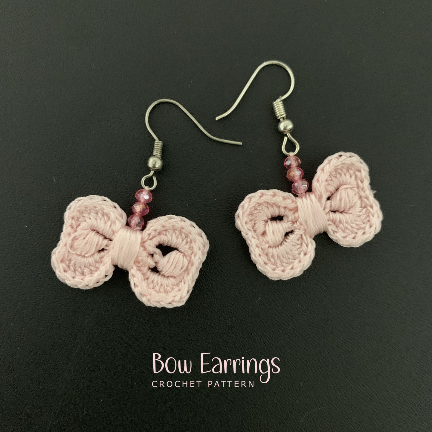 Bow Earrings Crochet Pattern – Minimalist Beaded Jewelry PDF Tutorial