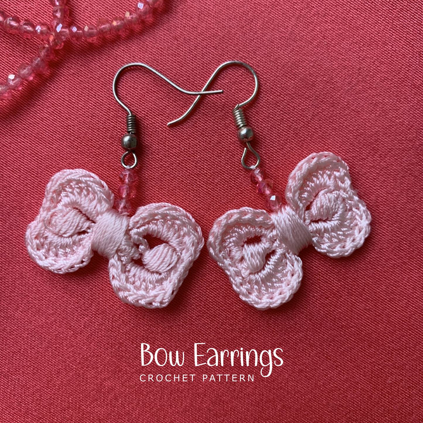 Bow Earrings Crochet Pattern – Minimalist Beaded Jewelry PDF Tutorial