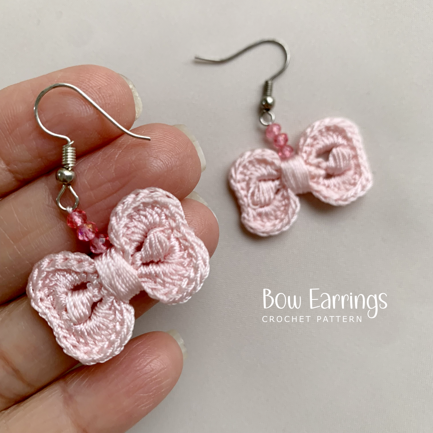 Bow Earrings Crochet Pattern – Minimalist Beaded Jewelry PDF Tutorial