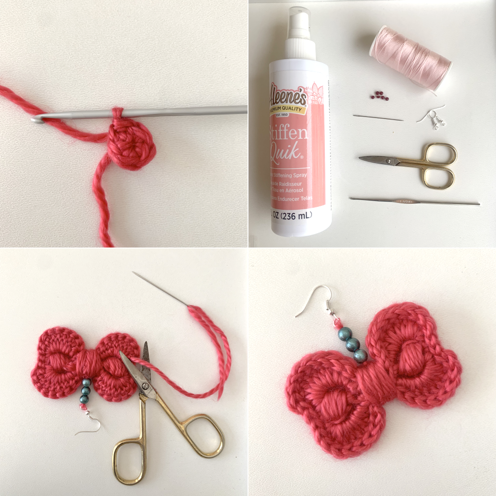 Bow Earrings Crochet Pattern – Minimalist Beaded Jewelry PDF Tutorial