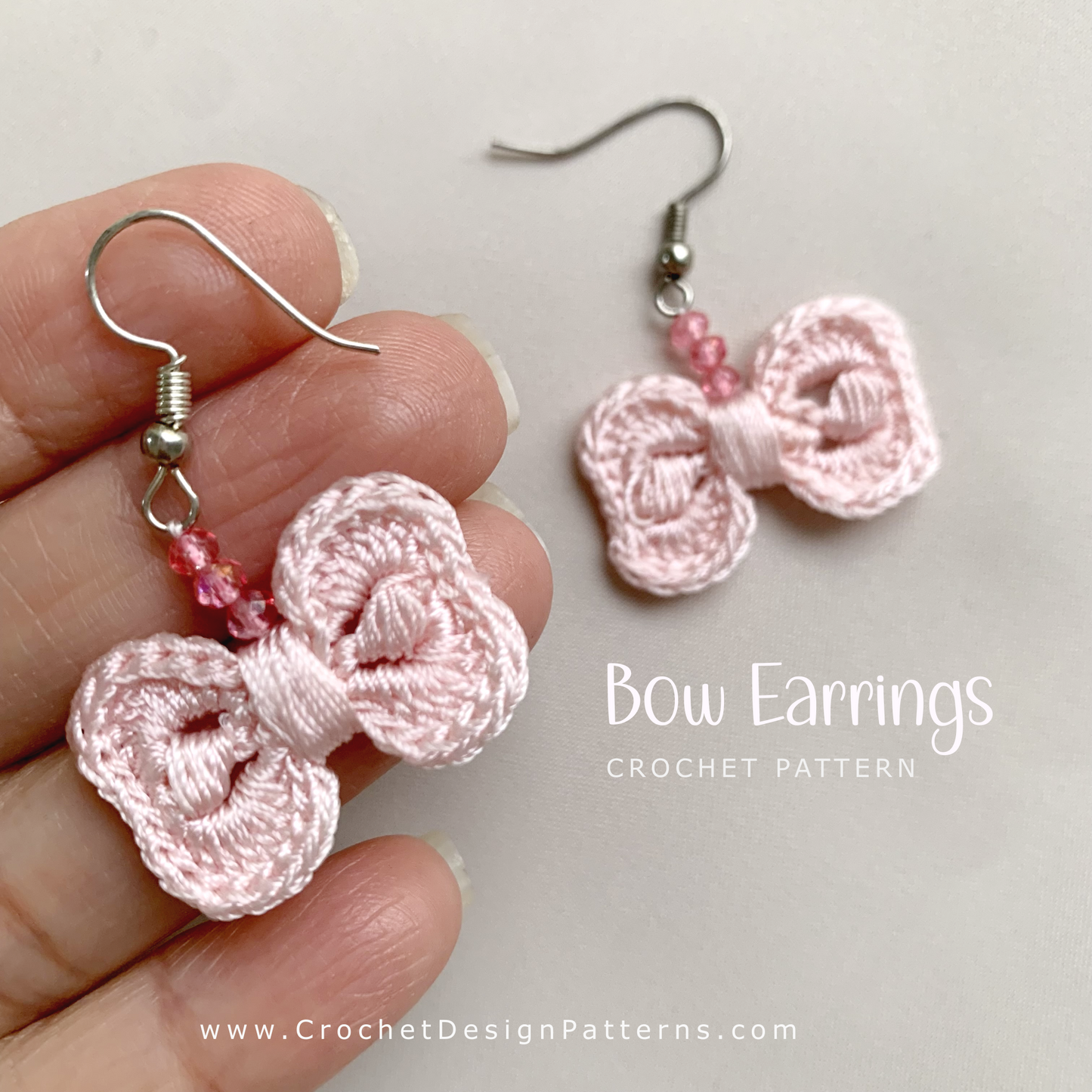 Bow Earrings Crochet Pattern – Minimalist Beaded Jewelry PDF Tutorial