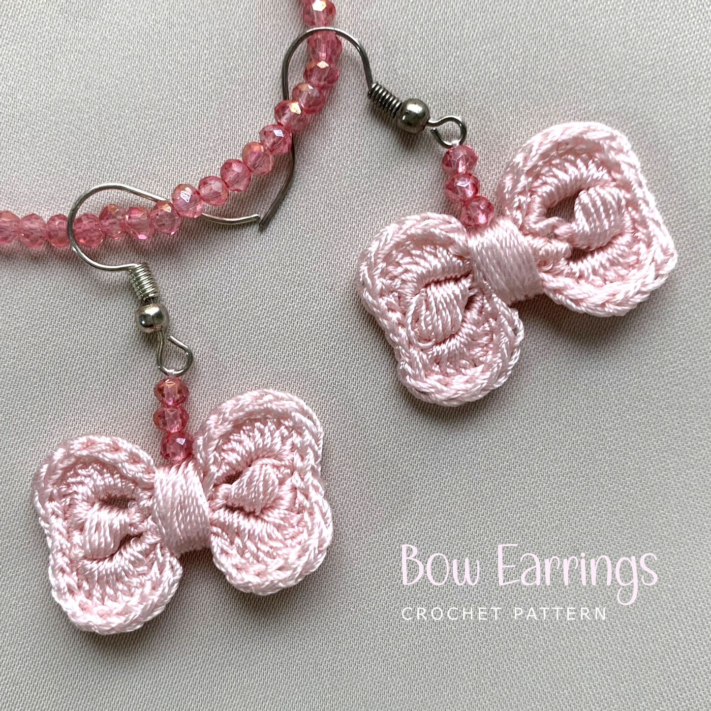 Bow Earrings Crochet Pattern – Minimalist Beaded Jewelry PDF Tutorial