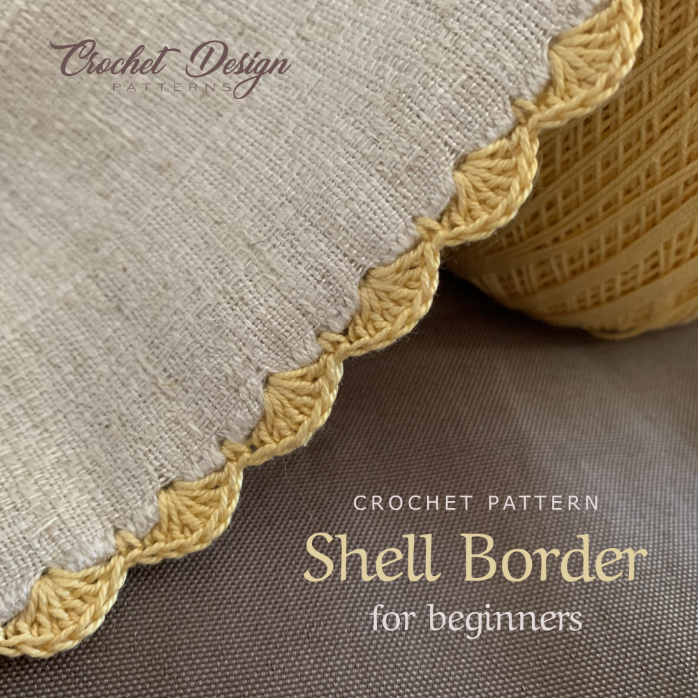 Shell Border on fabric for beginners | Crochet pdf pattern