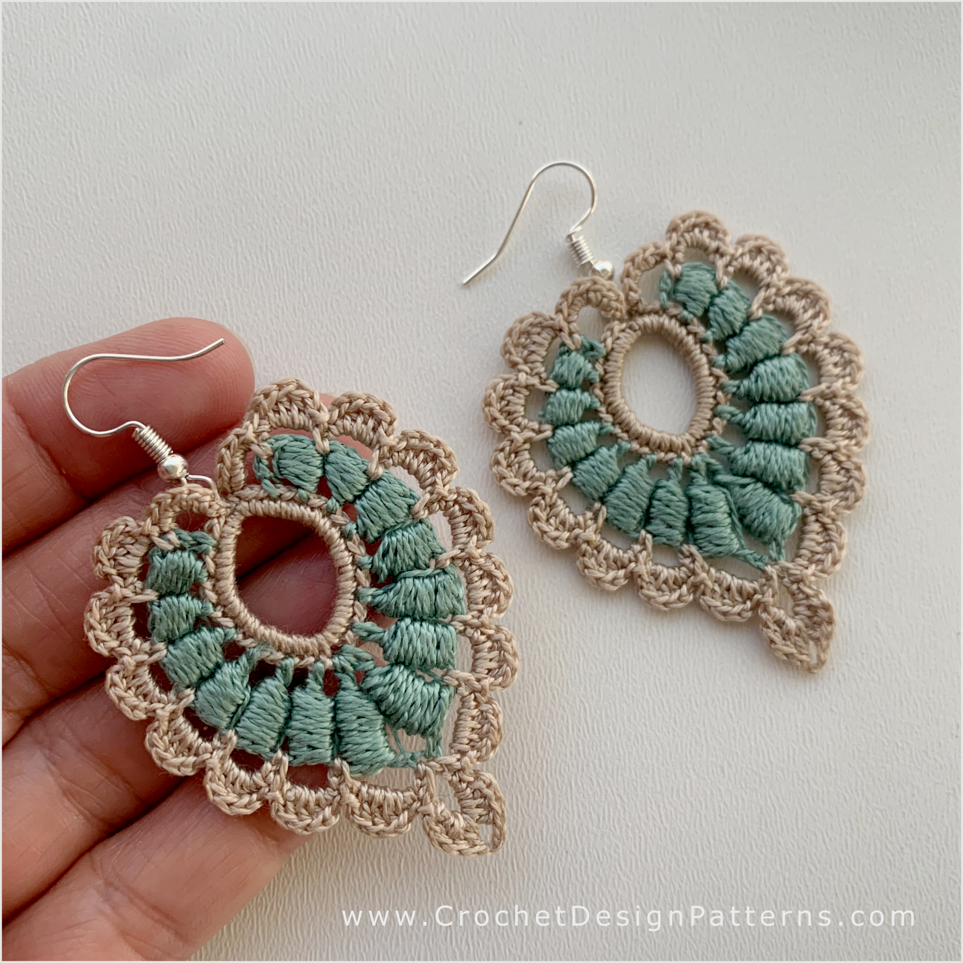 Lace heart earrings crochet pattern – delicate handmade jewelry