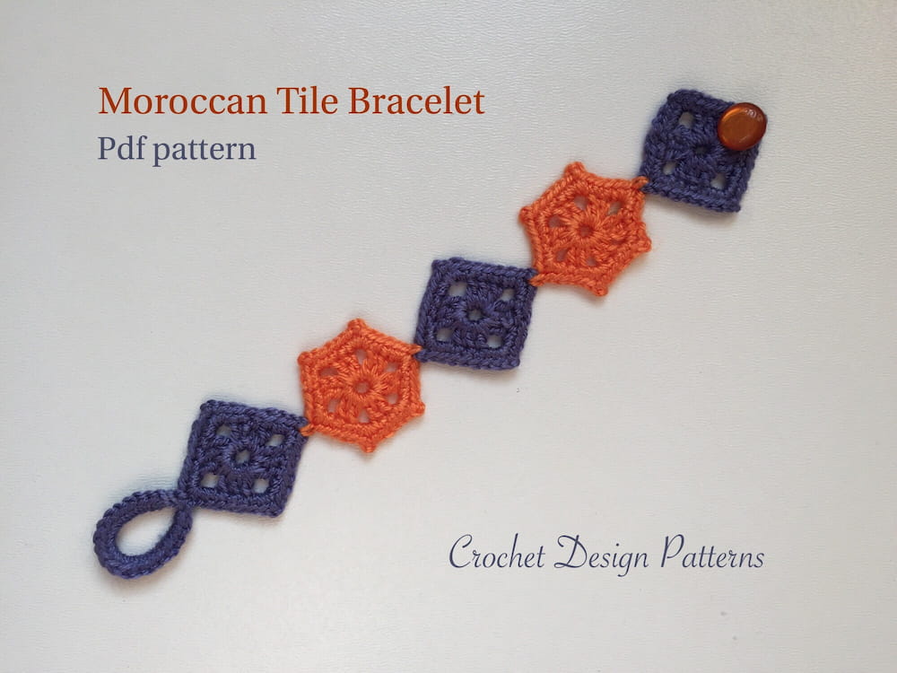 Moroccan tile bracelet  crochet pattern