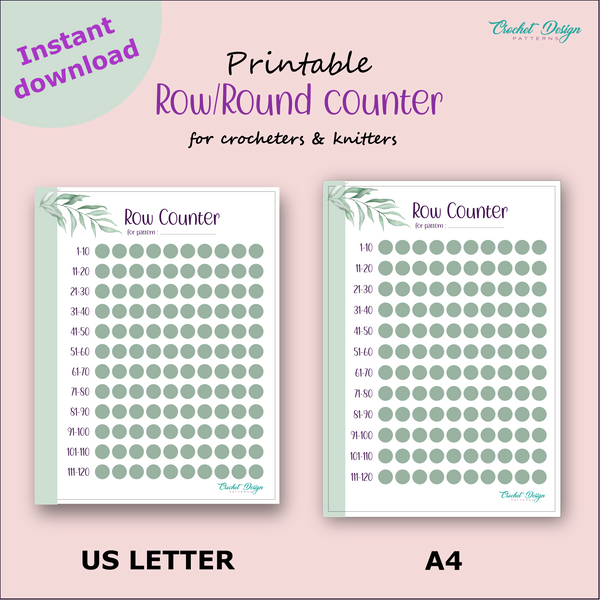 Row/round counter printable document for crochet and knitting – Crochet ...