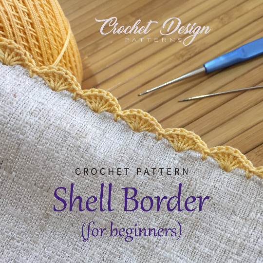 Shell Border on fabric for beginners | Crochet pdf pattern – Crochet ...