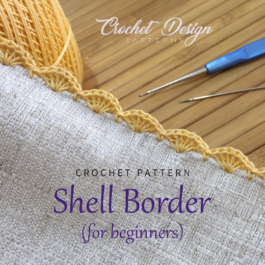 Shell Border on fabric for beginners | Crochet pdf pattern