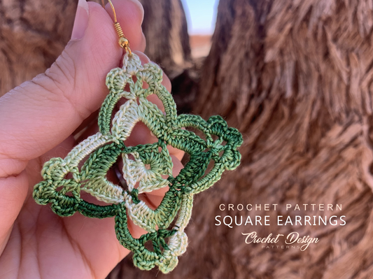 Crochet Square Earrings | crochet pdf pattern
