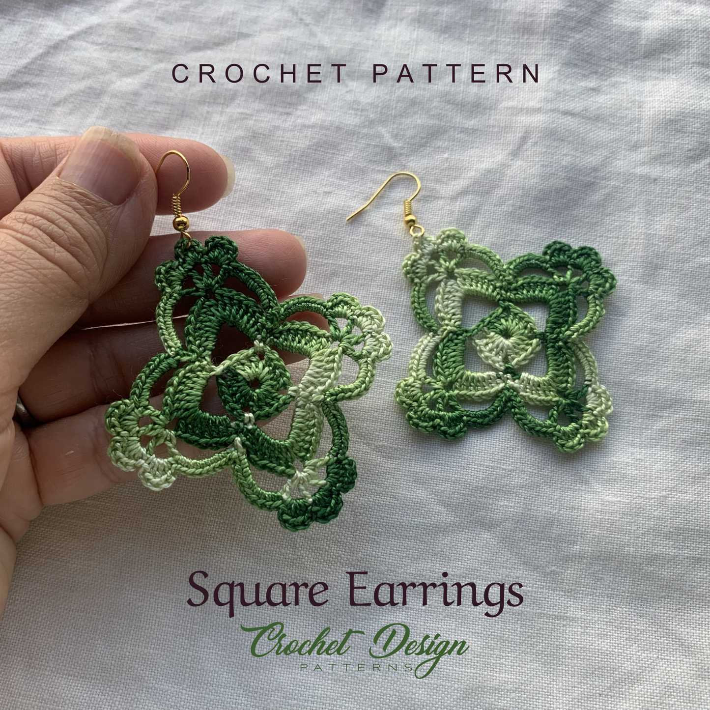 Crochet Square Earrings | crochet pdf pattern
